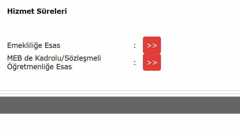 mebbis hizmet süreleri
